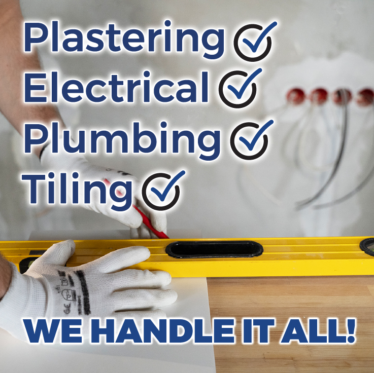 Fully Managed Projects We Handle It All Plastering, Electrical, Plumbing, Tiling Fully Managed Projects We Handle It All Plastering, Electrical, Plumbing, Tiling